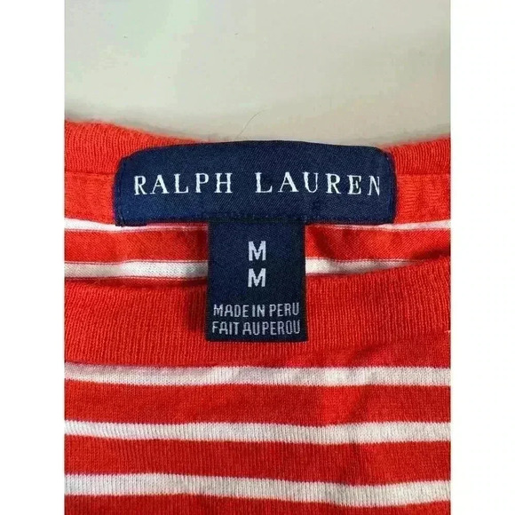 Ralph Lauren Nautical Orange & White Stripe Button Detail Embroidered Pony Med - Picture 2 of 10